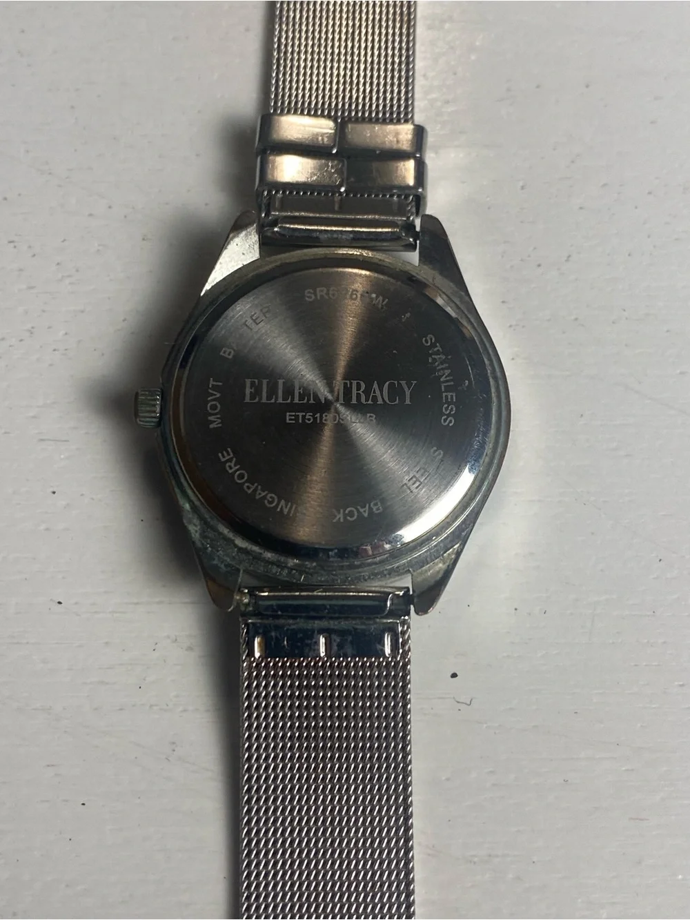 Ellen Tracy Silver-Tone Mesh Bracelet Watch
